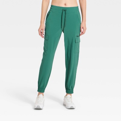 Women's Active Light Mid-Rise Cargo Jogger Pants - All In Motion™ Forest Green S