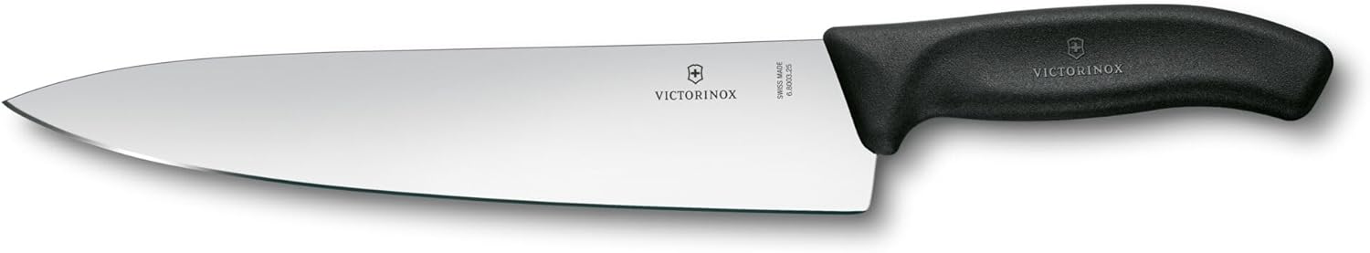 Victorinox Chef Knife 8 Inch - Swiss Classic Straight Edge Chef’s Knife, Kitchen Knife with Stainless Steel Blade, Ergonomic Non-Slip Handle, Dishwasher Safe, Blac