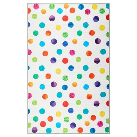 Eric Carle Washable Polka Dot Graphic Children's Area Rug, 5' x 8'