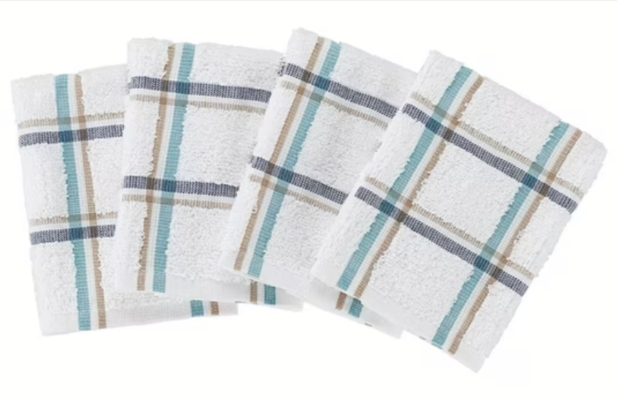Mainstays 4-Pack 12" x 12" Woven Kitchen Dish Cloth Set Walmart