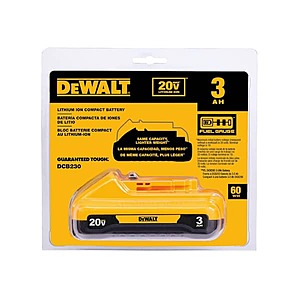DeWALT 20V Max Lithium Ion 3.0Ah Battery Pack $37.50 + Free S&H