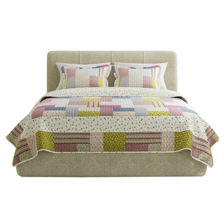 Lavish Home 3-Piece Savannah Floral Patchwork Quilt Set with Shams, King