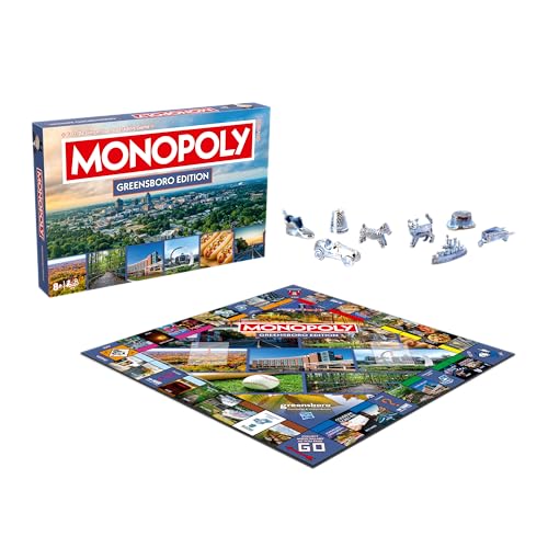 Monopoly Board Game – Greensboro, NC Edition: 2-6 Players Family Board Games for Kids and Adults, Board Games for Kids 8 and Up, Great for Game Night