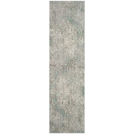 SAFAVIEH Mystique Graham Distressed Polyester Runner Rug, Grey/Light Blue, 2'3" x 8'