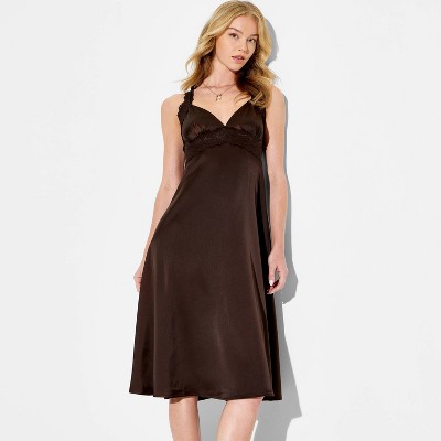 Women's Satin Lingerie Low Back Midi Dress - Wild Fable™ Brown XXS