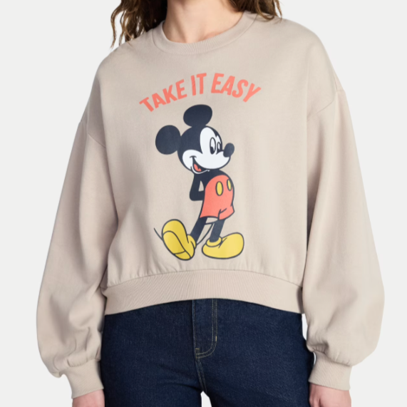 Disney Mickey Mouse Women's Cropped Boxy Graphic Sweatshirt Walmart