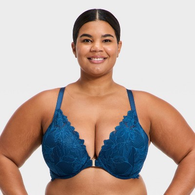 Women's Lace Plunge Push Up Bra - Auden™ Blue 44DDD
