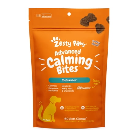 Zesty Paws Advanced Calming Bites Turkey Flavor Dog Supplement, 60 Count
