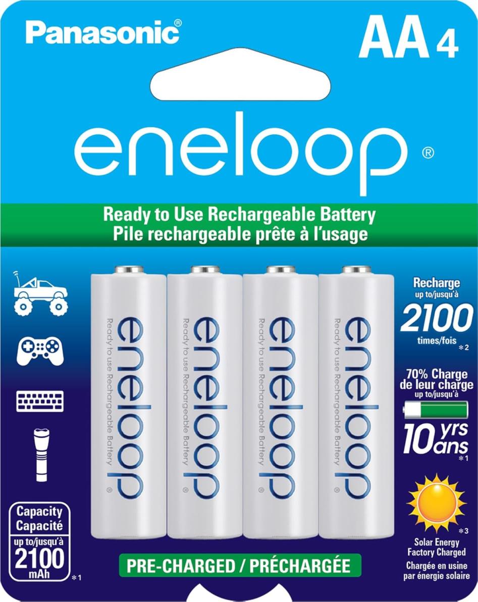 4-Pack Eneloop Panasonic BK-3MCCA4BA AA 2100 Cycle Ni-MH Batteries Amazon