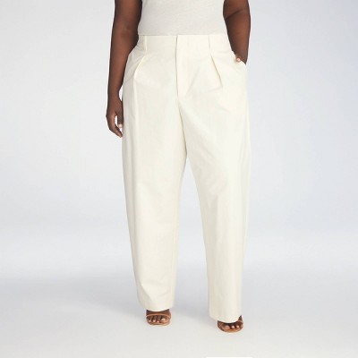 KBB by KAHLANA Women's 'The Mid-Rise Barrel Leg Trousers' - Cream 22