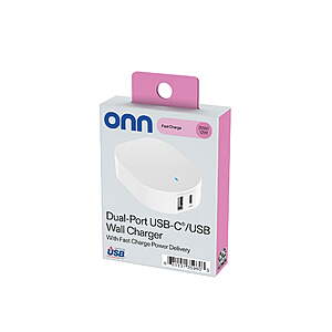 onn. 2-Port USB Wall Charger (20W USB-C PD + 12W USB-A) $5 + Free Pickup