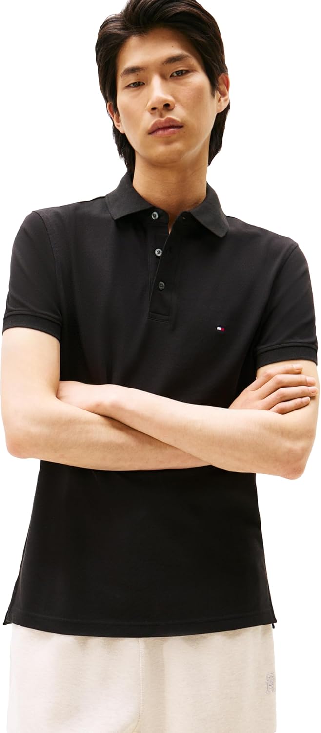 Tommy Hilfiger Men's 1985 Slim Short Sleeve Polo Black