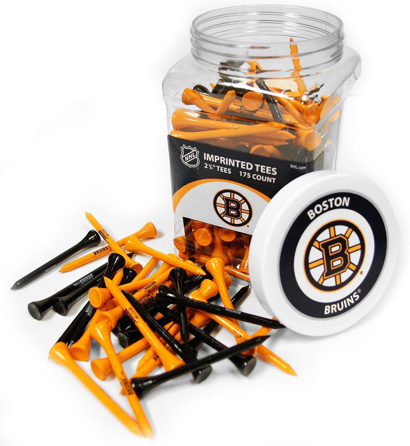 Team Golf NHL Boston Bruins Jar Of 175 Golf Tees 2-3/4" Golf Tees, 175 Pack, Regulation Size, Multi Team Colors