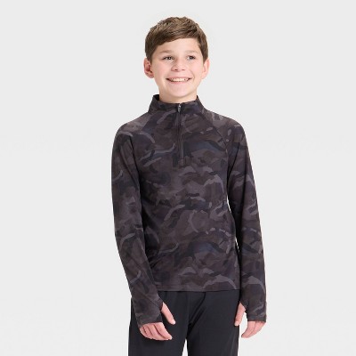 Boys' Soft Stretch 1/4 Zip Pullover - All In Motion™ Black Camo XXL