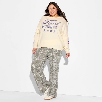Women's Ford Graphic Pullover Sweater - Cream 1X