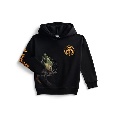 Star Wars The Mandolorian Boys Mando & Grogu Graphic Fleece Hoodie, Sizes 4-18