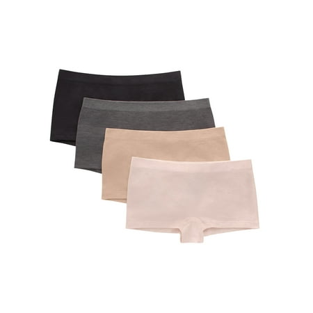 Tween Underwear, 4-Pairs, Seamless Girls' Boyshort Pack, Neutrals