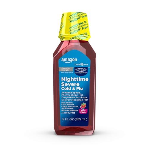 12oz Amazon Basic Care Nighttime Severe Cold and Flu Syrup Amazon