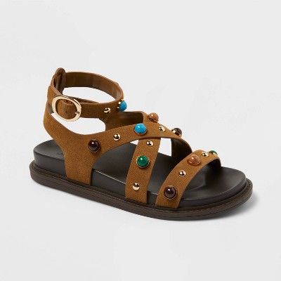 Women’s Manya Western Sandals with Memory Foam Insole - Universal Thread™ Brown 5