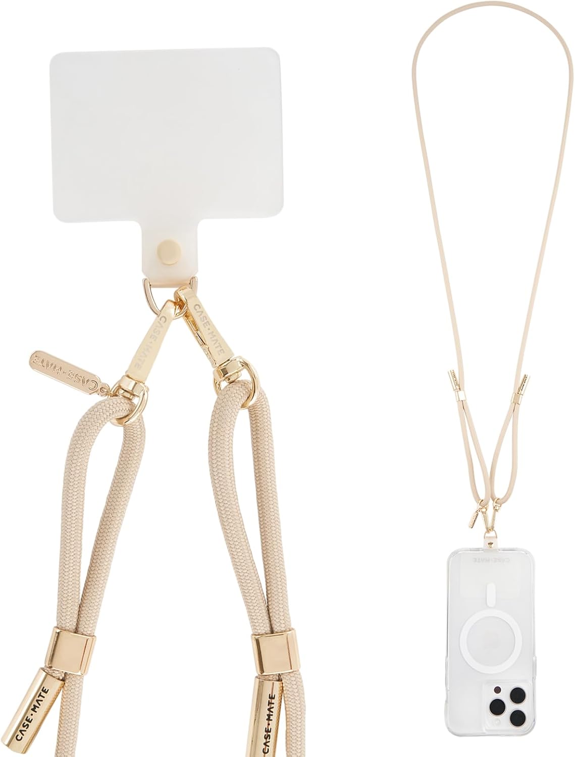 Case-Mate Crossbody Phone Lanyard/Chain [Works with All Phones] Hands-Free Cell Phone Charm/Strap - Neck Chain Holder for iPhone 17 Pro Max / 16 Pro Max / 15 Pro Max / 14/ S26 Ultra / S25 - Beige Rope