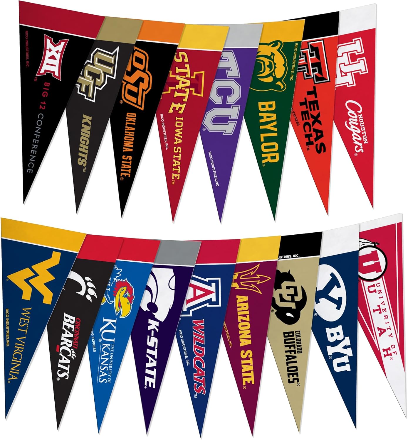 Rico Industries NCAA Big Twelve Complete 4" x 9" Felt Mini Pennant League Set (Includes ALL Teams)