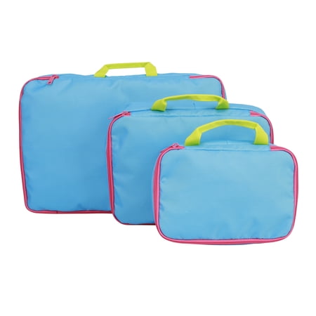 CRCKT Kids 3-Piece Zippered Polyester Packing Cube Set - Colorblock Design