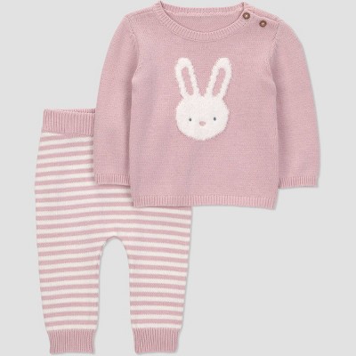 Carter's Just One You® Baby Girls' 2pc Bunny Sweater Top and Pants Set - Pink 3M