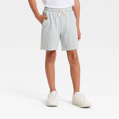 Boys' Striped Knit Pull-On Shorts - Cat & Jack™ White XL Husky