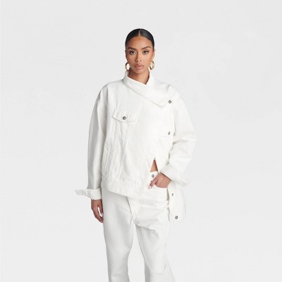 KBB by KAHLANA Women's 'The Asym Denim Jacket' - White L