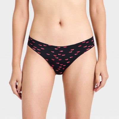 Women's Invisible Edge Bikini Underwear - Auden™ Black Lip Print XS