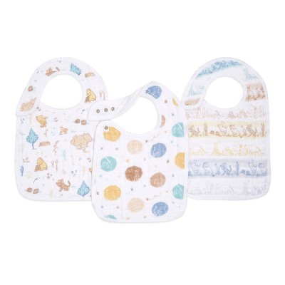 aden + anais essentials Cotton Muslin Snap Bibs - 3pk - Winnie in the Woods