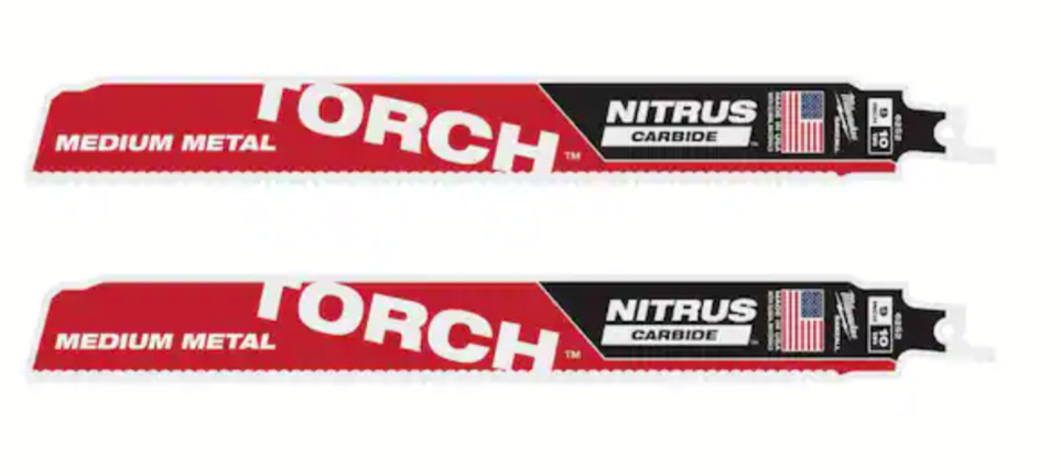 2-Pack Milwaukee 9" 10 TPI TORCH Nitrus Carbide Teeth Reciprocating Saw Blade Home Depot