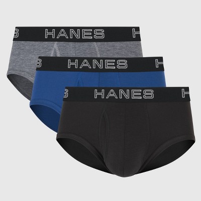 Hanes Premium Men's 3pk Comfort Flex Fit Total Support Pouch Briefs - Gray/Blue/Black L: Tagless, Moisture Wicking, 4-Way Stretch, Lightweight