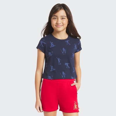 Champion Girls' Graphic T-Shirt - Navy Blue M