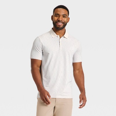 Men's Short Sleeve Textured Polo Shirt - All In Motion™ Cream XXL