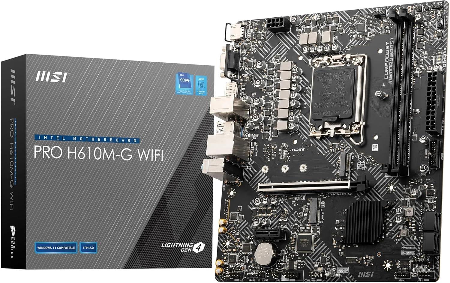 MSI PRO H610M-G Micro-ATX WiFi Motherboard Amazon