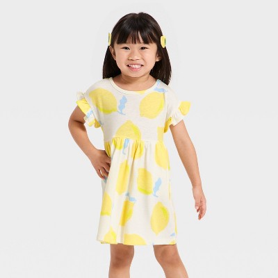 Baby Girls' Lemons Short Sleeve Dress - Cat & Jack™ Yellow 12M