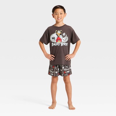 Boys' 2pc Angry Birds T-Shirt and Shorts Pajama Set - Brown S