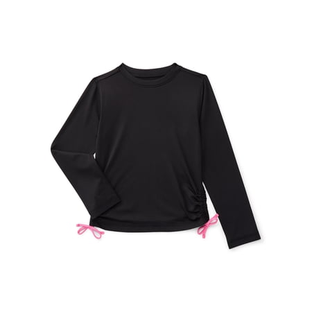 Wonder Nation Girls Long Sleeve Rash Guard with UPF50+, Sizes 4-18 & Plus
