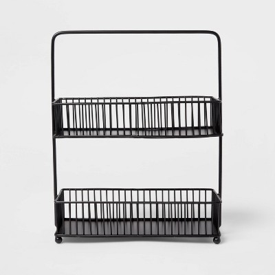 Iron 2-Tier Wire Spice Rack Black - Threshold™: Freestanding Seasoning Organizer, Kitchen Storage Solution