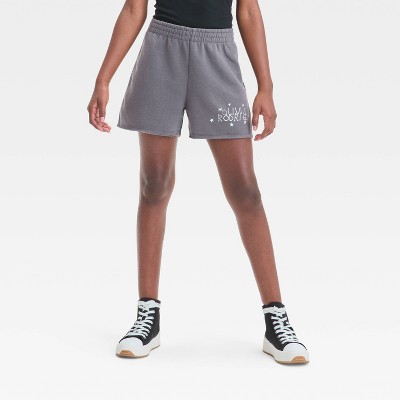 Girls' Olivia Rodrigo Fleece Shorts - Gray XS: Cotton-Polyester Blend, Elastic Waist, Above Knee Length