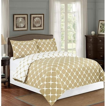 Comforter Cover with Button Closure and 2 Pillow Shams