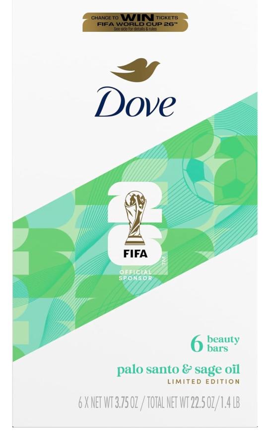 12-Count 3.75oz Dove Limited Edition FIFA Beauty Bar Soap Amazon