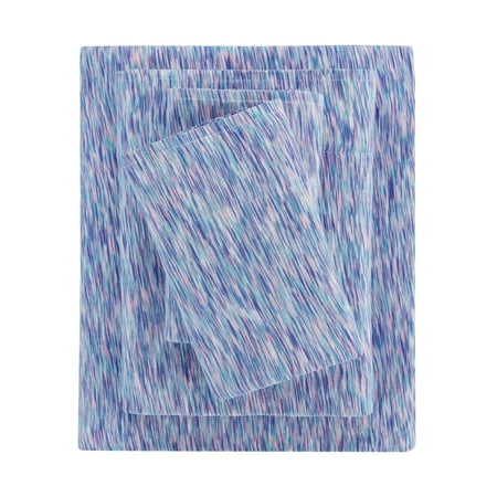 Mainstays 100% Cotton Extra Soft Jersey Bed Sheet Set, Full, Purple Crackle, 4 Pieces