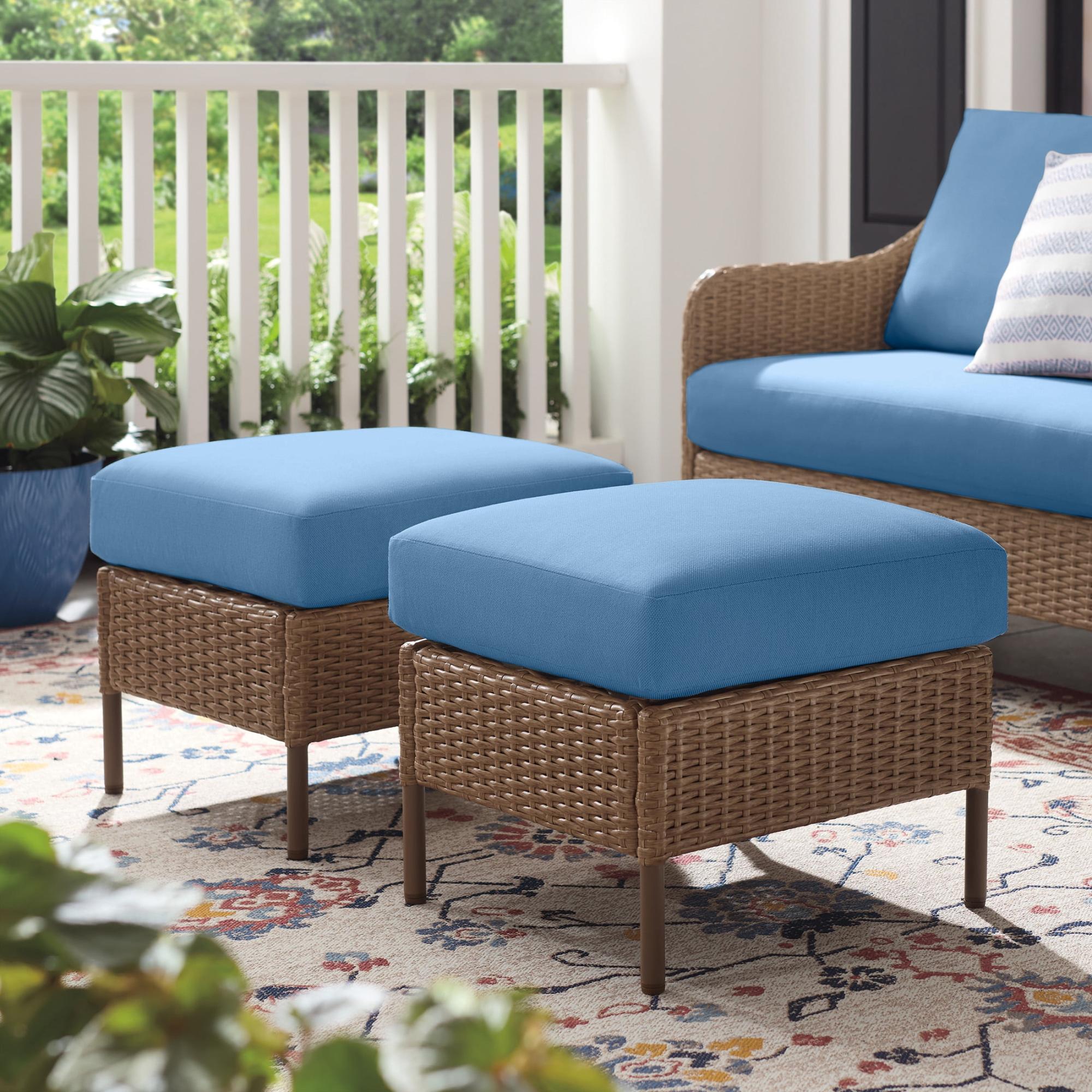 Mainstays Chelsea 2-Piece Outdoor Patio Ottoman w/ Cushions Walmart