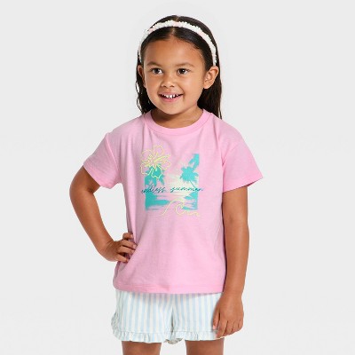 Baby Girls' Short Sleeve Endless Summer Graphic Relaxed T-Shirt - Cat & Jack™ Light Pink 18M