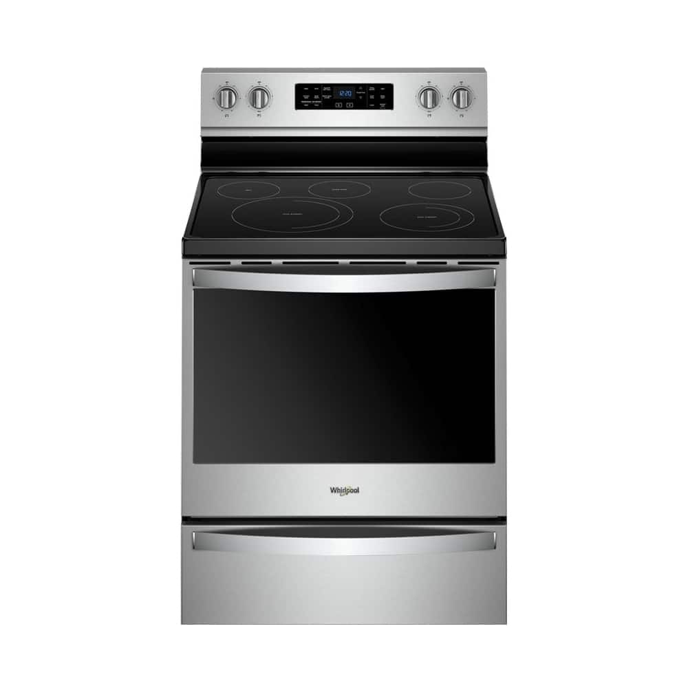 Whirlpool - 30 in. Wide 4 element 6.4 cu. ft. Self-Cleaning Freestanding Electric Convection Range - Stainless Steel