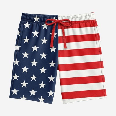 Bioworld Men's Americana Flag Sleep Shorts - Blue/Red XXL