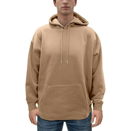 Elegant Comfort Men's Fleece Hoodies, Moisture Wicking & Breathable, Pullover Hooded Sweatshirt, Large, Taupe