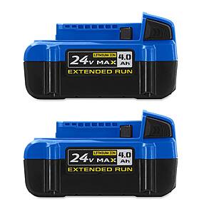 2-Pk Kobalt 24V MAX 4 Ah Extended Run Lithium-ion Batteries $59 + Free S&H